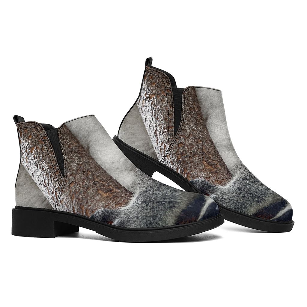 Cute Koala Print Flat Ankle Boots