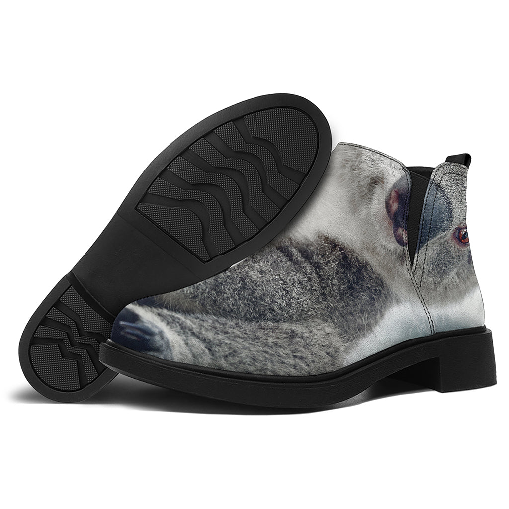 Cute Koala Print Flat Ankle Boots