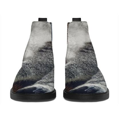 Cute Koala Print Flat Ankle Boots