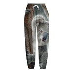Cute Koala Print Fleece Lined Knit Pants