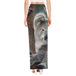 Cute Koala Print High Slit Maxi Skirt