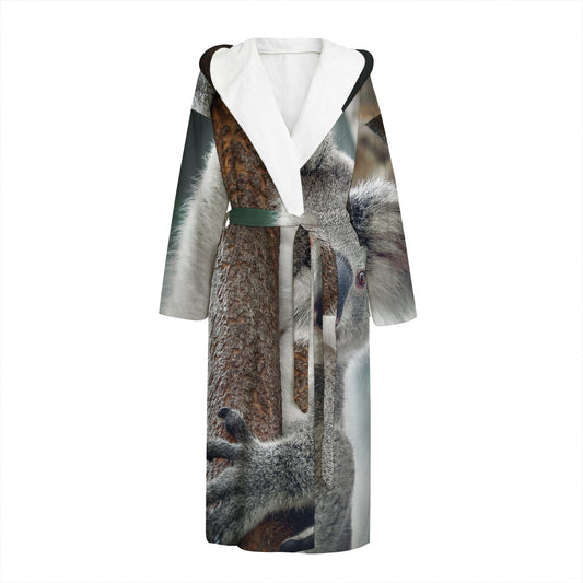 Cute Koala Print Hooded Bathrobe