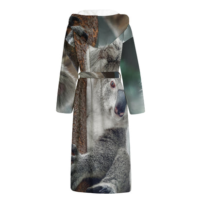 Cute Koala Print Hooded Bathrobe