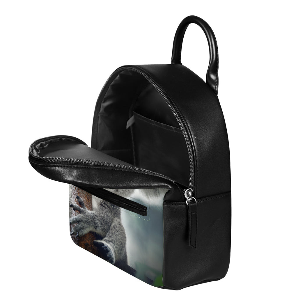 Cute Koala Print Leather Backpack