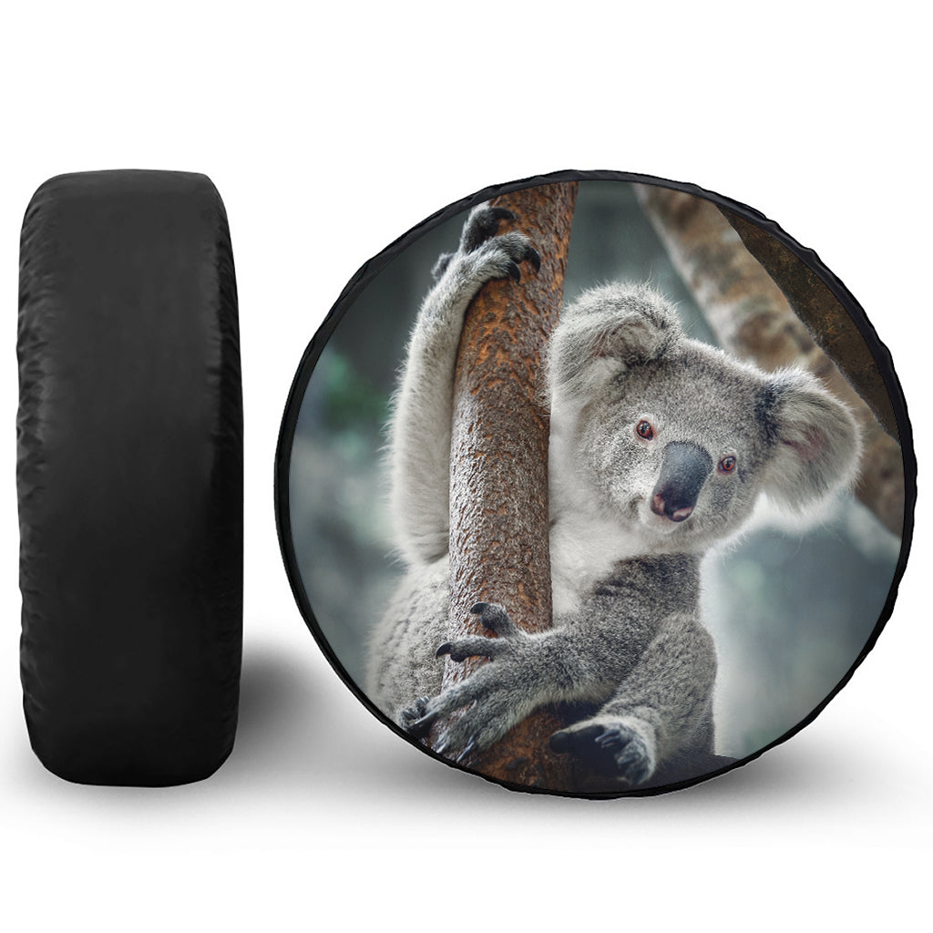 Cute Koala Print Leather Spare Tire Cover