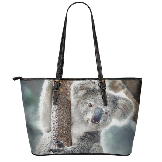 Cute Koala Print Leather Tote Bag