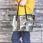 Cute Koala Print Leather Tote Bag