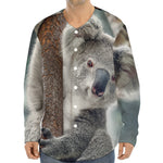 Cute Koala Print Long Sleeve Baseball Jersey