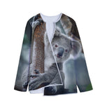 Cute Koala Print Long Sleeve Short Coat