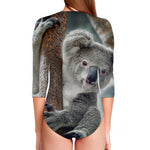 Cute Koala Print Long Sleeve Swimsuit