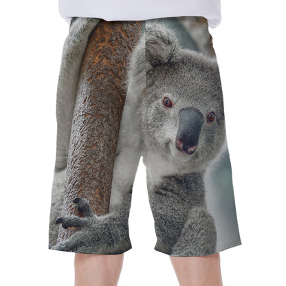 Cute Koala Print Men's Beach Shorts