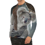 Cute Koala Print Men's Long Sleeve Rash Guard