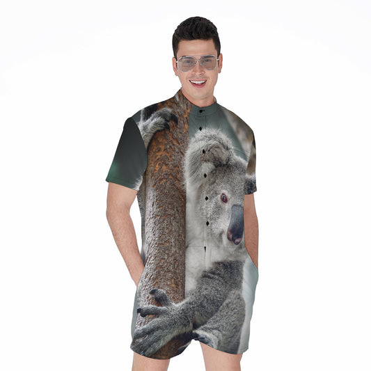 Cute Koala Print Men's Rompers