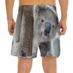 Cute Koala Print Men's Split Running Shorts