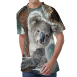 Cute Koala Print Men's Velvet T-Shirt