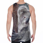 Cute Koala Print Men's Velvet Tank Top