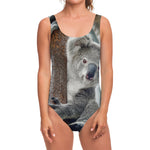 Cute Koala Print One Piece Swimsuit