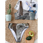 Cute Koala Print One Shoulder Bikini Top