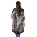 Cute Koala Print Open Front Beach Cover Up