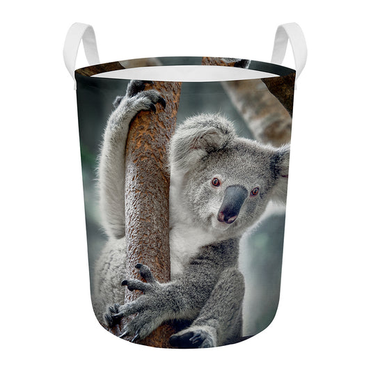 Cute Koala Print Round Laundry Basket