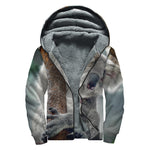 Cute Koala Print Sherpa Lined Zip Up Hoodie