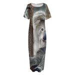 Cute Koala Print Short Sleeve Long Nightdress