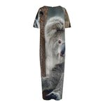 Cute Koala Print Short Sleeve Long Nightdress