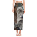 Cute Koala Print Side Slit Maxi Skirt