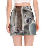 Cute Koala Print Side Slit Mini Skirt