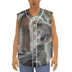 Cute Koala Print Sleeveless Baseball Jersey