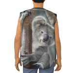 Cute Koala Print Sleeveless Baseball Jersey