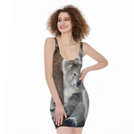 Cute Koala Print Sleeveless Bodycon Dress