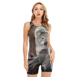 Cute Koala Print Sleeveless One Piece Swimsuit