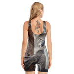 Cute Koala Print Sleeveless One Piece Swimsuit