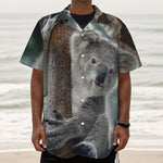 Cute Koala Print Textured Short Sleeve Shirt