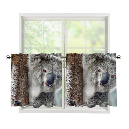 Cute Koala Print Tier Curtains