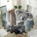 Cute Koala Print Waterproof Round Tablecloth