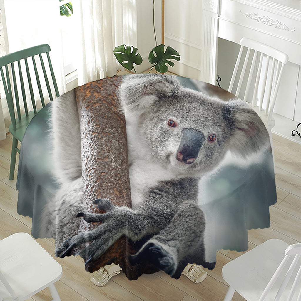 Cute Koala Print Waterproof Round Tablecloth