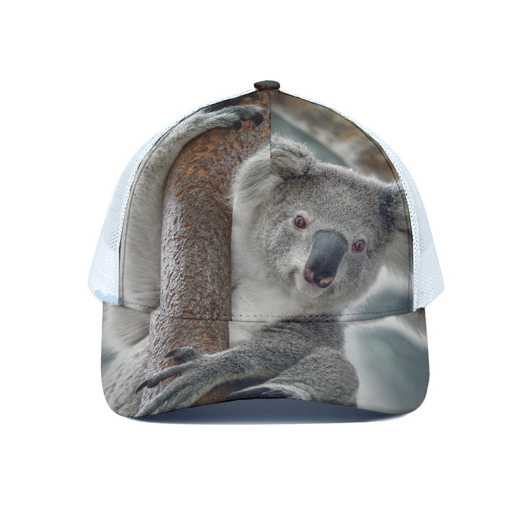 Cute Koala Print White Mesh Trucker Cap