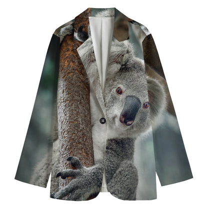 Cute Koala Print Women's Blazer