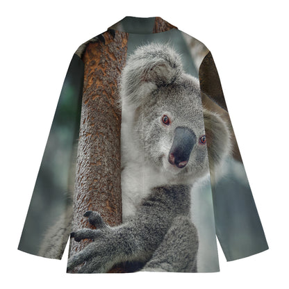 Cute Koala Print Women's Cotton Blazer