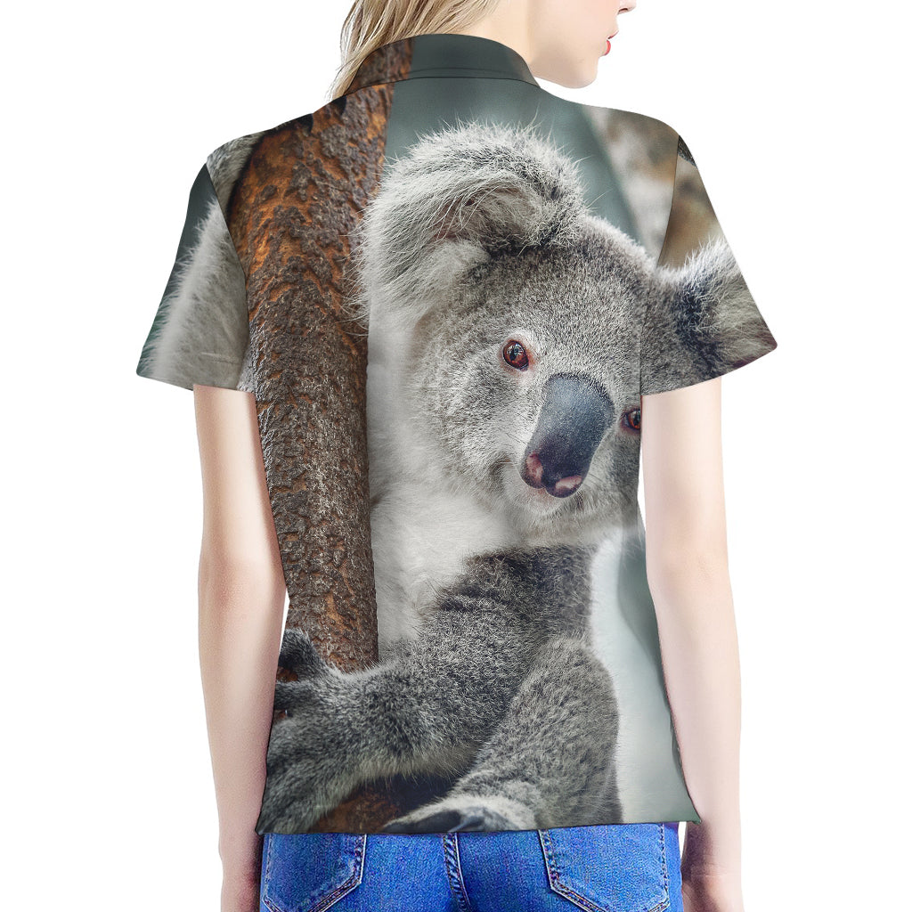 Cute Koala Print Women's Polo Shirt