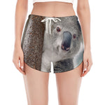 Cute Koala Print Women's Split Running Shorts