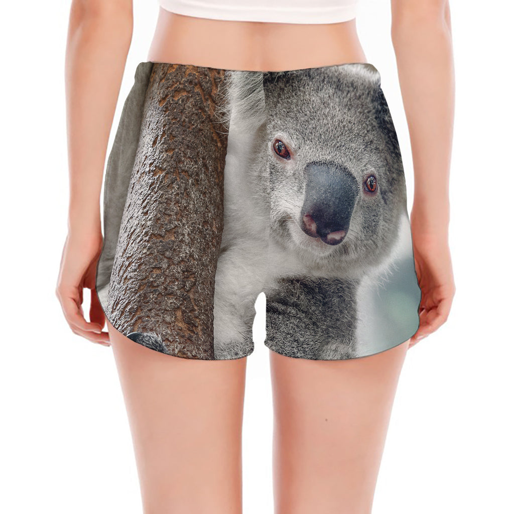 Cute Koala Print Women's Split Running Shorts