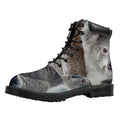 Cute Koala Print Padded Collar Lace Up Boots