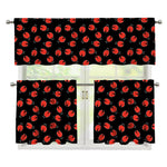 Cute Ladybird Pattern Print 3 Piece Kitchen Curtains