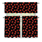 Cute Ladybird Pattern Print 3 Piece Kitchen Curtains