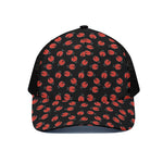 Cute Ladybird Pattern Print Black Mesh Trucker Cap