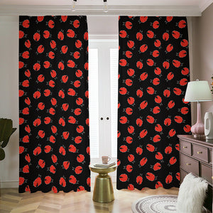 Cute Ladybird Pattern Print Blackout Pencil Pleat Curtains