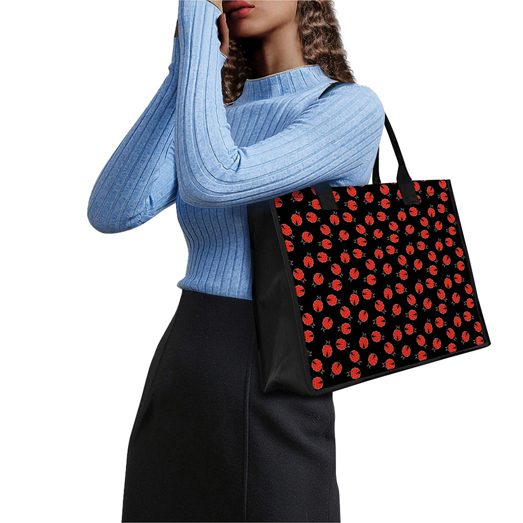 Cute Ladybird Pattern Print Canvas Tote Bag